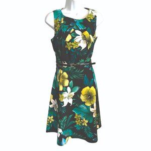 DB Signature Darby Tropical Floral Fit & Flare Dress Sz 10 Multicolor Sleeveless